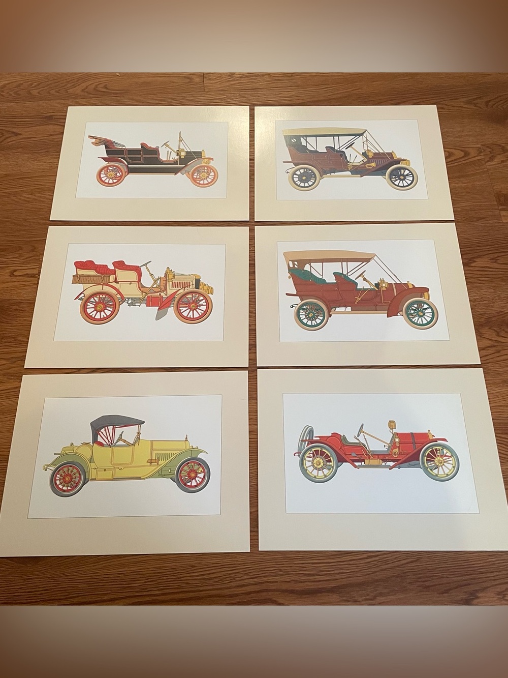 Vintage Antique Automobile Prints Set Of 6 Clarence Hornung 1991